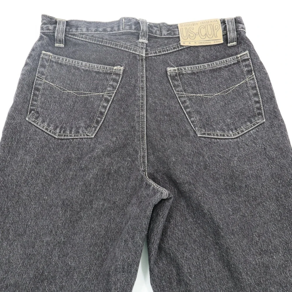 Vintage US-CUP Black Acid Wash Straight Leg Jeans Mens 30x30 High Rise 90s Denim
